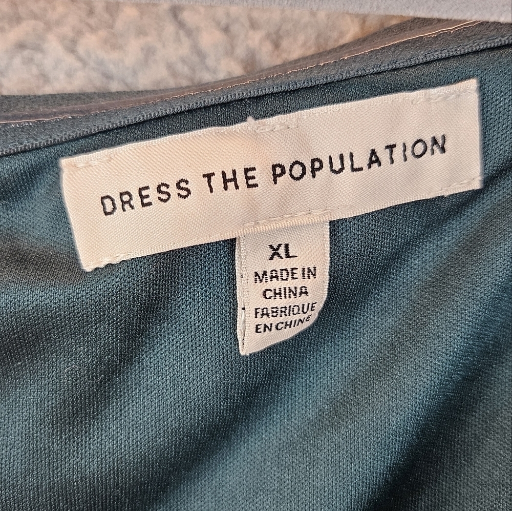 Dress The Population Womens Esperanza Emerald Green Mini Dress Sz XL Long Sleeve - Picture 5 of 14